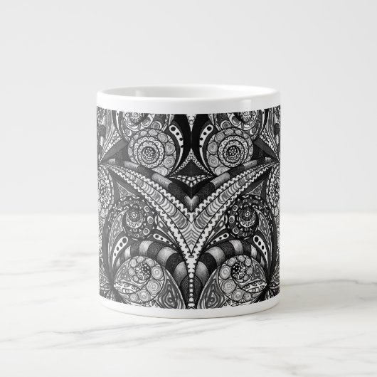 Magフローラ抽象芸術の背景 ジャンボコーヒーマグカップ (正面)