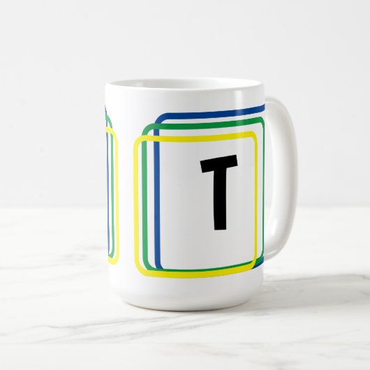 Mag – 単純化された幾何形状とイニシャル#2 コーヒーマグカップ (正面右)