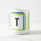 Mag – 単純化された幾何形状とイニシャル#2 コーヒーマグカップ (正面左)