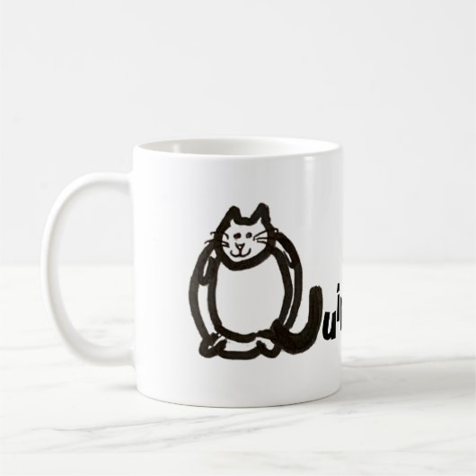 Mag – 名前(イニシャル付き) Cat Letter Q コーヒーマグカップ (左)