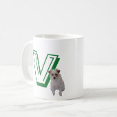 Mag – 文字V (犬と名前) コーヒーマグカップ (正面左)