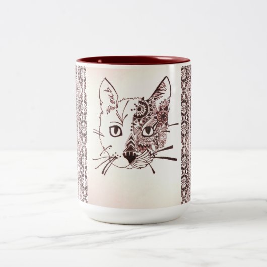 Mag - 046 – 猫茶色 ツートーンマグカップ (中央)
