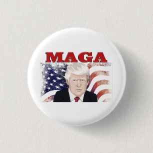 MAGAアメリカ国旗切り札赤文字 缶バッジ