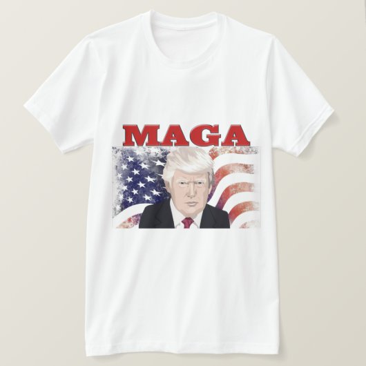 MAGAアメリカ国旗切り札赤文字 Tシャツ (デザイン正面)