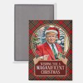 MAGAクリスマスタータンチェックプレイドサンタトランプ長方形 マグネット (正面/裏面)