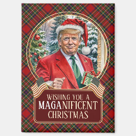 MAGAクリスマスタータンチェックプレイドサンタトランプ長方形 マグネット