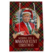 MAGAクリスマスタータンチェックプレイドサンタトランプ ミディアムペーパーバッグ (裏面)