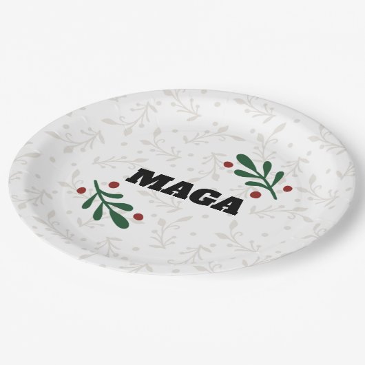 MAGAクリスマスラウンドトランプパーティープレート ペーパープレート (アングル)