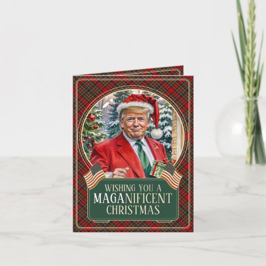 MAGAサンタトランプMAGAニフィシェントクリスマスフォールディング シーズンカード (正面)