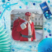 MAGAハット付きサンタクローストランプ ペーパープレート (パーティー)