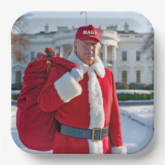 MAGAハット付きサンタクローストランプ ペーパープレート (正面)