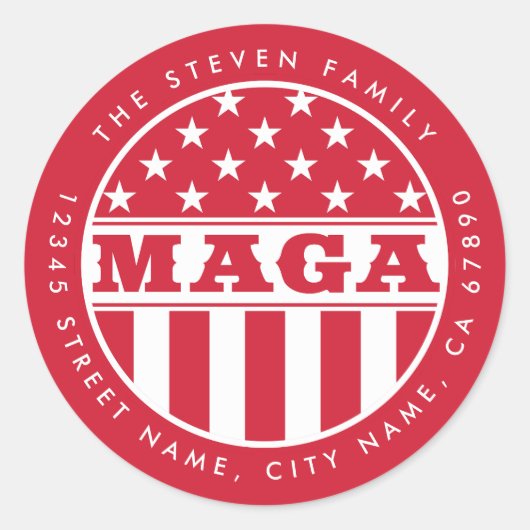 MAGAパーソナライズされたイニシャルラウンドステッカー ラウンドシール (正面)