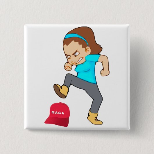 MAGAボタンを押す 缶バッジ (正面)