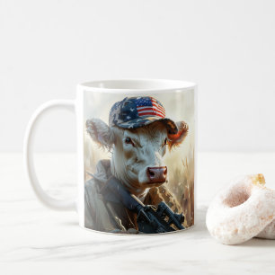 MAGA牛クールと銃とカモフラージュかわいいアメリカ コーヒーマグカップ