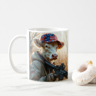 MAGA牛クールと銃とカモフラージュかわいいアメリカ コーヒーマグカップ