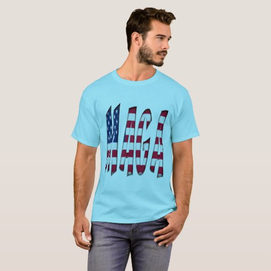 MAGA、再びアメリカ素晴らしをスターとストライプに Tシャツ (正面フル)