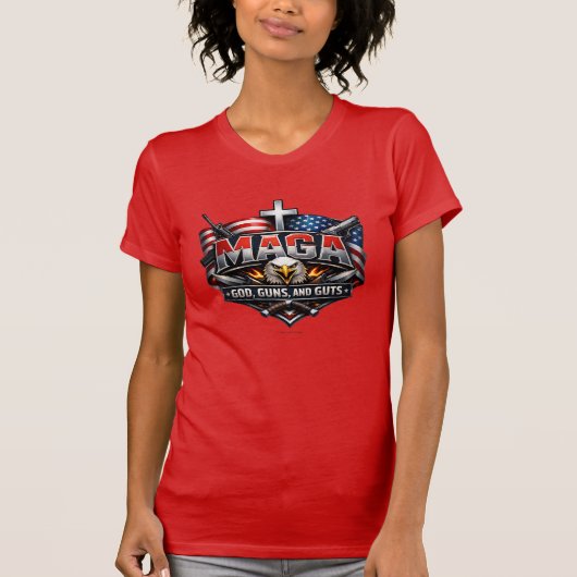 MAGA: God, Guns, and Guts - T-Shirt Tシャツ (正面)