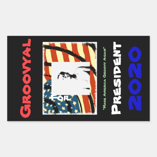 MAGA (Make America Groovy Again)スタンプ 長方形シール (正面)