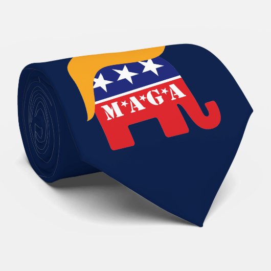 MAGA Re-elect Donald Trump GOP Elephant Hair Logo ネクタイ (ロール)