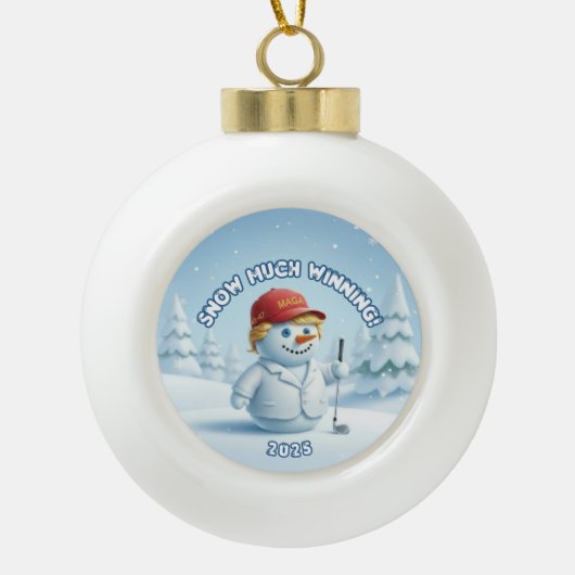 MAGA Snowman Trump Ornament - Patriotic Ornament セラミックボールオーナメント (正面)