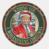 MAGAnificent Christmas Santa Claus Trump MAGA ラウンドシール (正面)