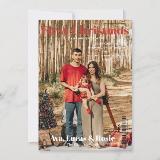 Magazineが初めてのクリスマスを成長家族でカバー シーズンカード (正面)