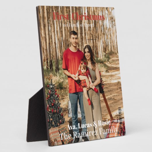 Magazineが初めてのクリスマスを成長家族でカバー フォトプラーク (側面)