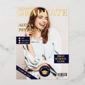 Magazine cover 2 photos blue graduation gold 箔招待状 (正面)
