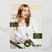 Magazine cover 2 photos green graduation gold 箔招待状 (正面)