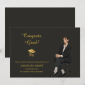 Magazine Cover Black Gold Graduation Announcement 案内状 (正面/裏面)