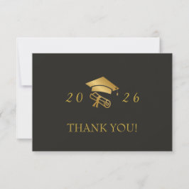 Magazine Cover Black GoldGraduation Thank You Card サンキューカード