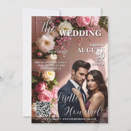 Magazine Cover Glam Wedding 招待状 (正面)