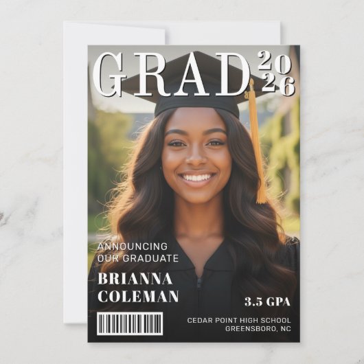 Magazine Cover Photo Graduation 案内状 (正面)