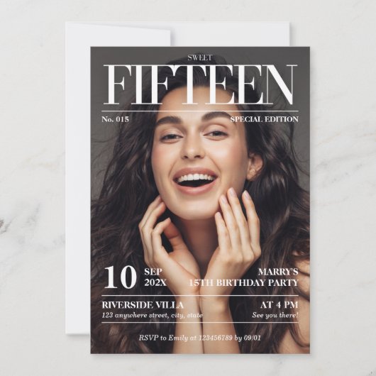 Magazine Editorial Newsletter Sweet 15写真 招待状 (正面)