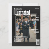 Magazine Four Photo Black Graduation Announcement 招待状 (正面)