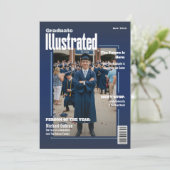 Magazine Four Photo Blue Graduation Announcement 招待状 (スタンド正面)