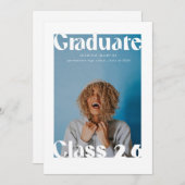 Magazine Inspired Cover Bold Grad Announcement 招待状 (正面/裏面)