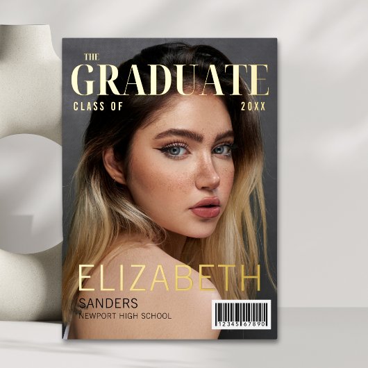 Magazine-inspired Graduation with metallic embossi 箔招待状