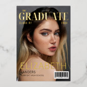 Magazine-inspired Graduation with metallic embossi 箔招待状 (正面)