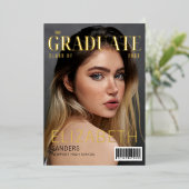 Magazine-inspired Graduation with metallic embossi 箔招待状 (立ち正面)