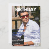 Magazine Navy Blue Photo おもしろい 43th birthday 招待状 (正面)