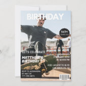 Magazine Navy Blue Photo おもしろい 56th birthday 招待状 (正面)