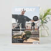 Magazine Navy Blue Photo おもしろい 56th birthday 招待状 (スタンド正面)