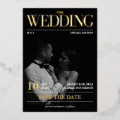 Magazine Newsletter結婚の写真Save the Date 箔招待状 (正面)