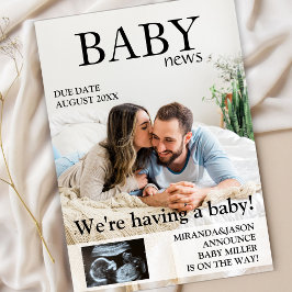 Magazine Sonogram Photo Pregnancy Announcement 招待状