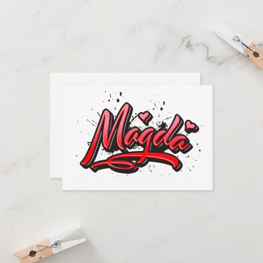 Magda Heart Splash Graffiti Kissen カード (正面/裏面インサイチュ)