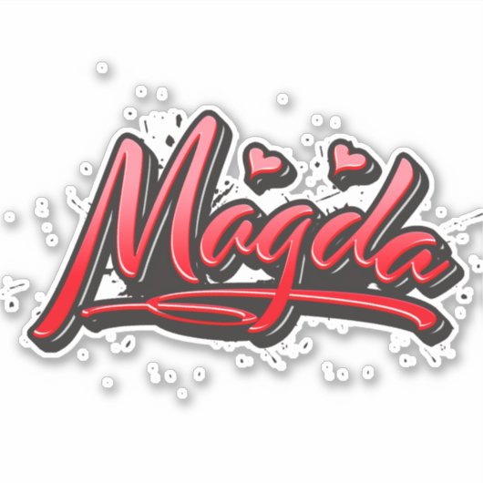 Magda red Heart Graffiti Aufkleber Sticker シール (正面)