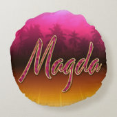 Magda Vorname Name golden pink Kissen ラウンドクッション (裏面)