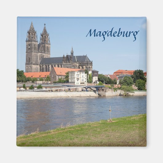 Magdeburgビューの写真 マグネット (正面)