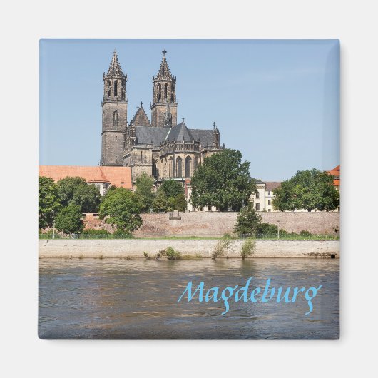 Magdeburg Elbeビューの写真 マグネット (正面)